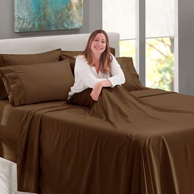 Chocolate Brown Queen Microfiber 6-Piece Deep Pocket Sheet Set