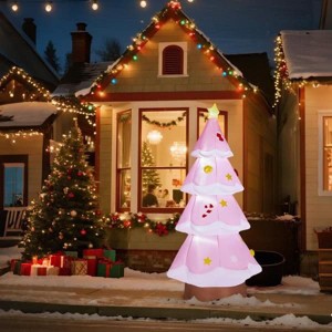 Angel Sar 7.2FT Inflatable Pink Christmas Tree, LED Lighted Blow Up Yard Decoration for Outdoor Lawn Garden Decor - 1 of 4