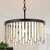 LNC Hemaaolay 3-Light Matte Black and White Glass Drum LED Dry Rated Chandelier: UL Listed, Adjustable Height, E12 Base - 2 of 4