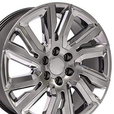OE Wheels CV39 22 Inch Rim Fits Sierra 1500 Style 6x139.7 22x9 Gloss Hyper Black with Chrome Insert - Hollander 5907 (1)