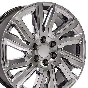 OE Wheels CV39 22 Inch Rim Fits Sierra 1500 Style 6x139.7 22x9 Gloss Hyper Black with Chrome Insert - Hollander 5907 (1) - 1 of 4