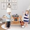 Costway Kid's Play Trolley Outdoor Wooden Kids Play Cart with Sun Umbrella  for Toddlers 3+ White\Blue - 2 of 4