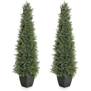 Garvee Artificial Cedar Topiary Tree for Outdoor,48 inch Tall Faux Cedar Trees, Artificial Plants Indoor Outdoor for Front Porch Decor, Set of 2 - 1 of 4