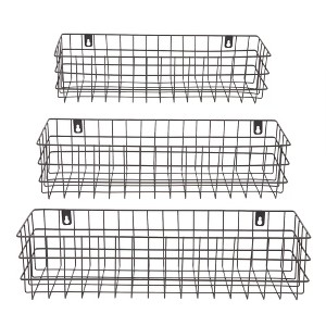 Farmlyn Creek 3 Pieces Black Wall Mounted Wire Baskets, Hanging Organizers for Kitchen Storage, Assorted Sizes - 1 of 4