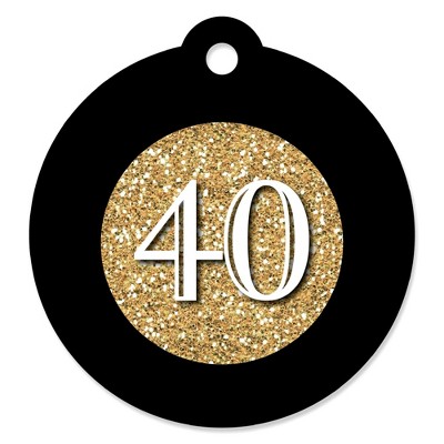 Big Dot of Happiness Adult 40th Birthday - Gold - Birthday Party Favor Gift Tags (Set of 20)