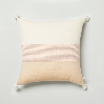 18" x 18" Mini Stripe Color Block Bed Pillow Gold - Hearth & Hand™ with Magnolia