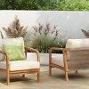 Solid Wood Outdoor Patio Lounge Chair,Curved Armrest Garden Lounge Chair,Comfy Woven Backrest Poolside Chair with Cushions-Coolbibila - 3 of 4