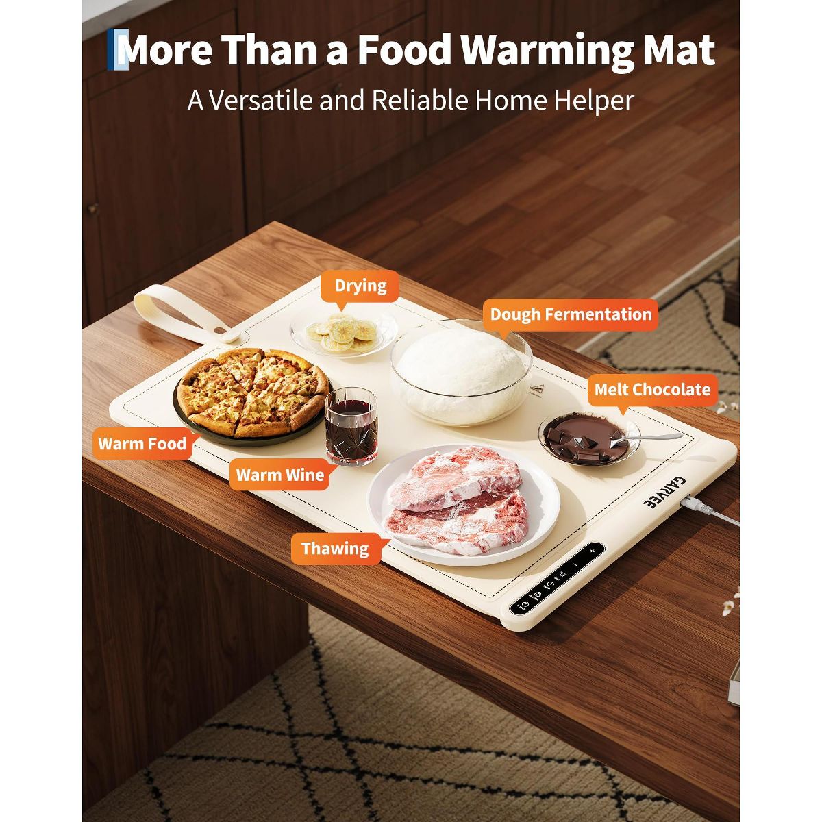 25x16 Inch Silicone Electric Food Warming Mat with 8-Temp Control & Auto Shut-Off, 500W Countertop Buffet Warmer for Parties & Home - thumbnail 2