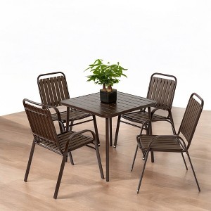 Mshliw 5-Piece Outdoor Dining Set, Plastic Chairs and Steel Table for Patio, Garden, Kitchen - 1 of 4