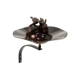 Achla Designs 14.5" Antiqued Brass/Aluminum Birdbath with Birds and Wall Mount Bracket Antique Patina Finish: Weather-Resistant, Easy to Assemble - 1 of 4