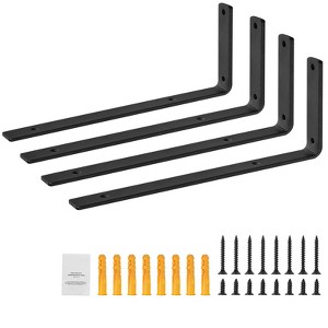 VEVOR Shelf Bracket, Heavy Duty Floating Shelf Brackets 10 x 6 in, 4 Pcs Brackets for Shelves, 5mm Thick Matte Black L Shelf Bracket,Black - 1 of 4