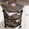 Round End Table with Storage Shelves, 3-Tier Round Farmhouse Side Table w/Mental Support Legs - 2 of 4