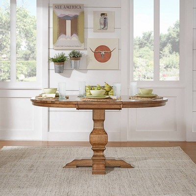 Delaney Two Toned Oval Solid Wood Top Extendable Dining Table Oak - Inspire Q