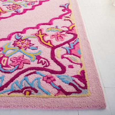Handmade Tufted Floral Wool Area Rug in Blue - 59" x 96"