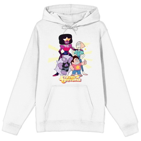 Steven Universe Character Art Long Sleeve White Adult Hooded Sweatshirt - image 1 of 3