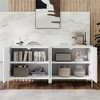 SKRAN 60" Sideboard Buffet Cabinet, Handleless Press-to-Open Design,Carved Credenza Storage Cabinet with 4 Doors for Living Room - 2 of 4