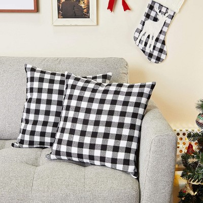 Set of 4 Christmas Pillow Covers and 1 Table Runner|Winter Trend Home Decor|Red Beige Checkered Leaves Pillow Cover|Xmas Throw Pillow Gray