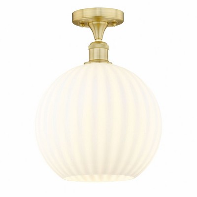 White Venetian - 1 Light Semi-Flush Mount In Modern Style-13.63 Inches Tall and 12 Inches Wide