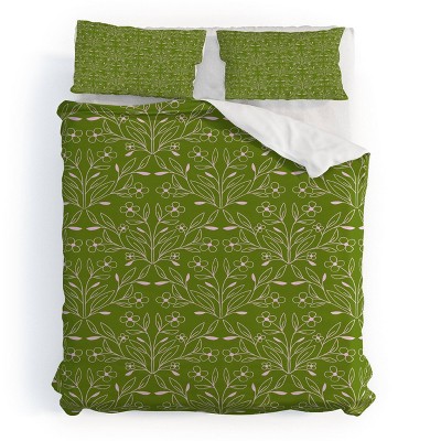 Deny Designs Maritza Lisa Playful Doodled Blooms Pattern Duvet and Sham Set