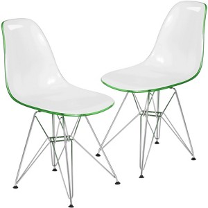 LeisureMod Cresco Modern Acrylic Dining Chairs (Set of 2) – Eiffel Chrome Base, Stylish Accent Chairs for Contemporary Dining Rooms & Kitchen Tables - 1 of 4