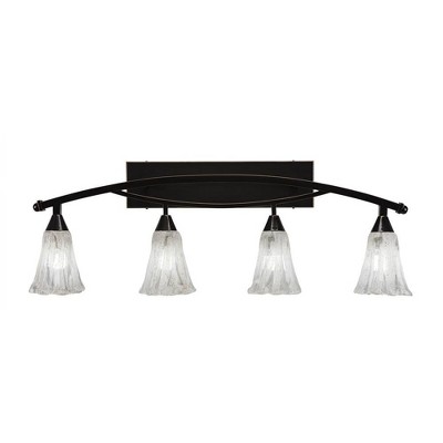 Toltec Lighting Bow 4 - Light Vanity in  Black Copper with 5.5" Fluted Italian Ice Shade