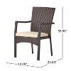 Christopher Knight Home Goleta Outdoor Acacia Wood and Wicker 7 Piece Dining Set with Cushion, Natural, Brown and Cream - 4 of 4