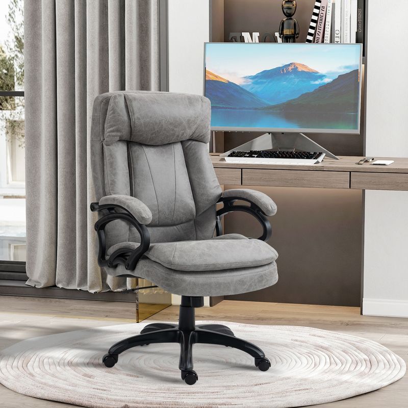 HOMCOM Vibration Massage Office Chair with Heat, Adjustable Height, High Back, Microfibre Comfy Computer Desk Chair, 3 of 7