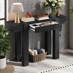 Polibi Solid Wood Console Table with Hidden Storage and Built-in Charging Hub - 1 of 4