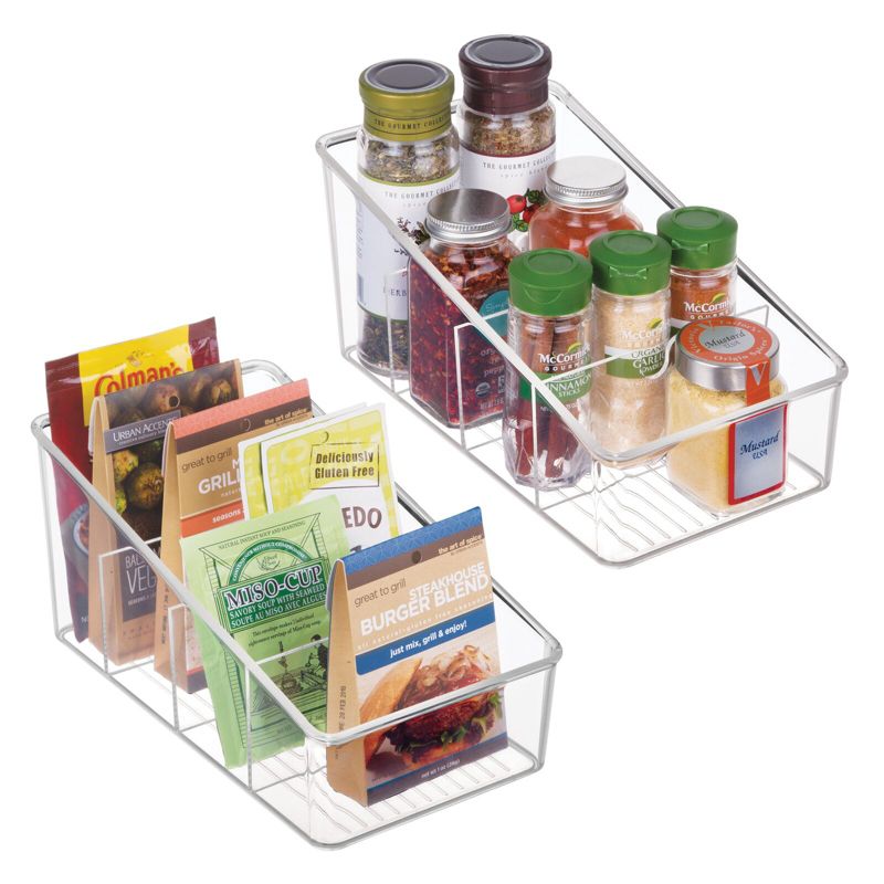 mDesign Plastic Multi-Section Food Packet Kitchen Organizer Bins, 1 of 9