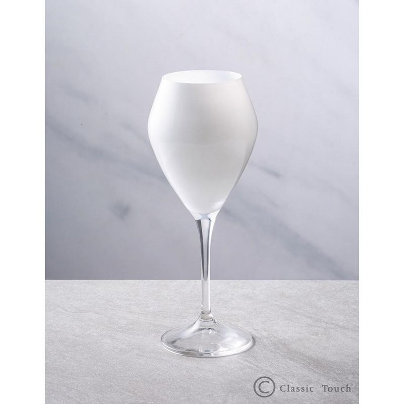 Classic Touch Set of 6 White V-Shaped Wine Glasses with Clear Stem, 3 of 5