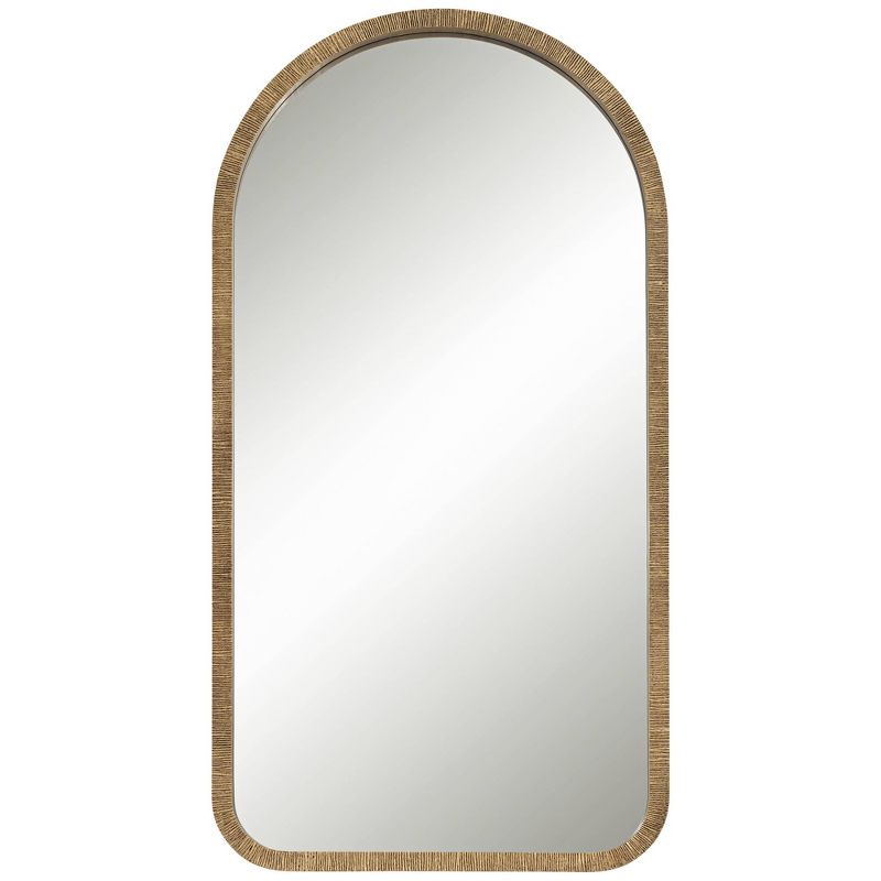 Uttermost Robinette Arch Top Rectangular Vanity Decorative Wall Mirror Modern Aged Gold Ribbed Frame 23 3/4" Wide for Bathroom Bedroom Living Room, 1 of 8
