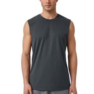 Anna-Kaci Active Men's Sleeveless Crew Neck Ribbed Tank Top with Relaxed Fit and Stretch Fabric - 1 of 4