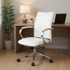 HomeRoots White and Silver Adjustable Height Swivel Rolling Office Chair - 2 of 4