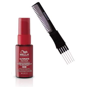 Sleekshop Teasing Comb + Wella Professionals ULTIMATE REPAIR Miracle Hair Rescue (1 ounce / 30 mL size), Luxury Leave-In Hair Repair Treatment