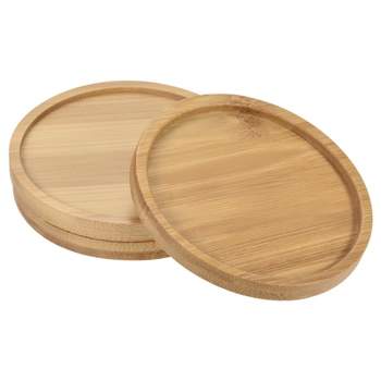 Unique Bargains Indoor Round Bamboo Planter Saucer Drip Tray Plant Drainage Trays 3 Pcs