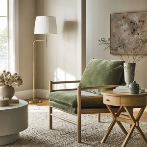 Dowel Velvet Armchair Light Green - Threshold™ designed with Studio McGee: Polyester Upholstery, Wood Frame, Spot Clean - 1 of 4