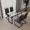 NicBex Dining Table Set for 4 Modern Kitchen Table with Glass Tabletop, Geometric Legs and 4 PU Chairs for Dining Room - 3 of 4