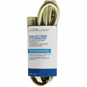 Compucessory Heavy Duty Indoor Extension Cord - 14 Gauge - 125 V AC / 15 A - Beige - 9 ft Cord Length - 1 - 1 of 4