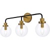 Elegant Lighting Hanson 3 lights bath sconce in black with brass with clear shade - 3 of 4