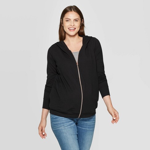 Zippered Hoodie Maternity Sweatshirt - Isabel Maternity By Ingrid u0026 Isabel™  Black Xs : Target