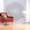 HomeRoots 92" X 84" Black And White Mandala Cotton Hanging Tapestry - 2 of 4
