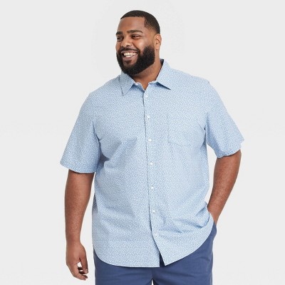 Men's Big & Tall Short Sleeve Poplin Shirt - Goodfellow & Co™ Aqua Blue 3XLT