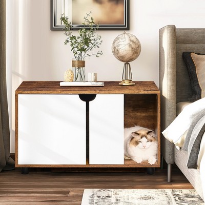 Cat Litter Box Enclosure, Hidden Litter Box Furniture Cabinet, Wooden Cat Washroom Indoor,  Cat House Side End Table, Fit Most Cat and Litter Box