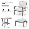 HAPPATIO 5 Piece Aluminum Outdoor Patio Furniture Set, Patio Chairs with Ottomans and Side Table, Patio Conversation Set for Porch Garden (Gray) - 4 of 4