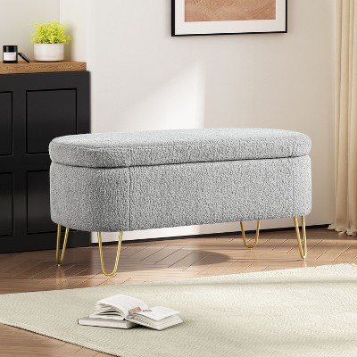 Modern Upholstered Oval Ottoman Fabric Storage Ottoman Bench Traditional for living room-Christopher Knight Home