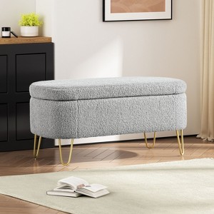 Modern Upholstered Oval Ottoman Fabric Storage Ottoman Bench Traditional for living room-Christopher Knight Home - 1 of 4