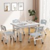 Kids Table and 4 Chairs Set, Adjustable Height, Rectangular Graffiti Desktop, Non-Slip Legs, BPA-Free, 31.5x23.6in, Burlywood - 3 of 4
