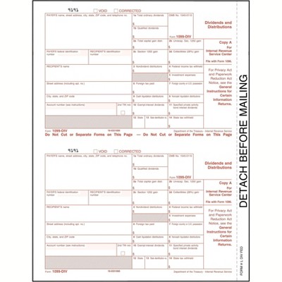 TOPS 1099DIV Tax Form 1 Part Federal - Copy A LDIVFED16