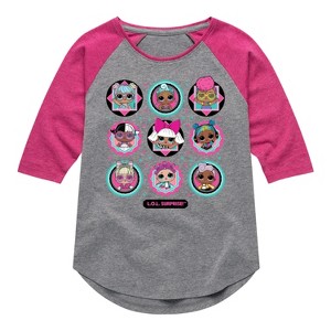 Girls' - LOL Surprise! - All Dolls Together Shirt Tail Raglan Graphic T-shirt - 1 of 4
