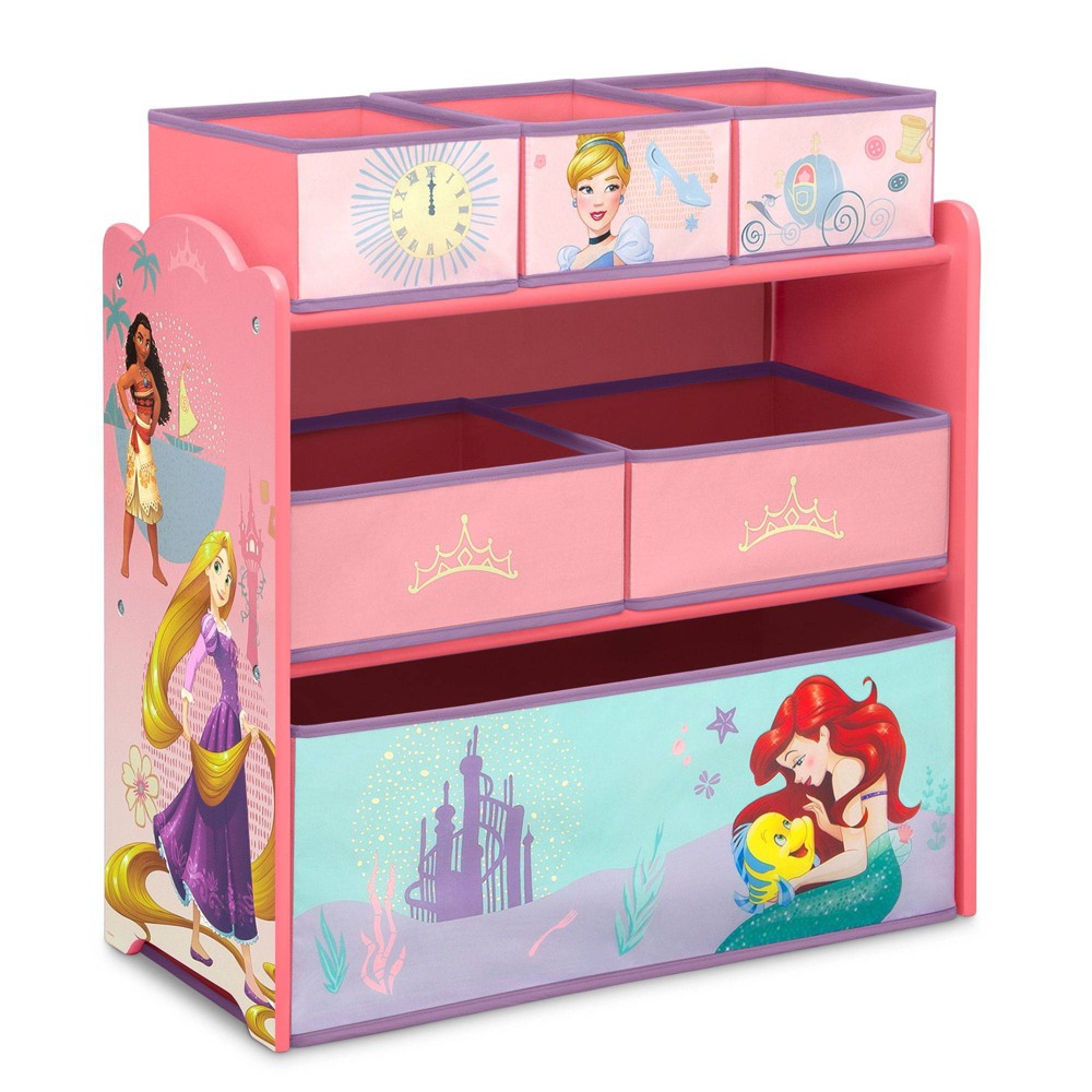 Photos - Garden & Outdoor Decoration Delta Children Disney Princess 6 Bin Design and Store Toy Organizer - Gree